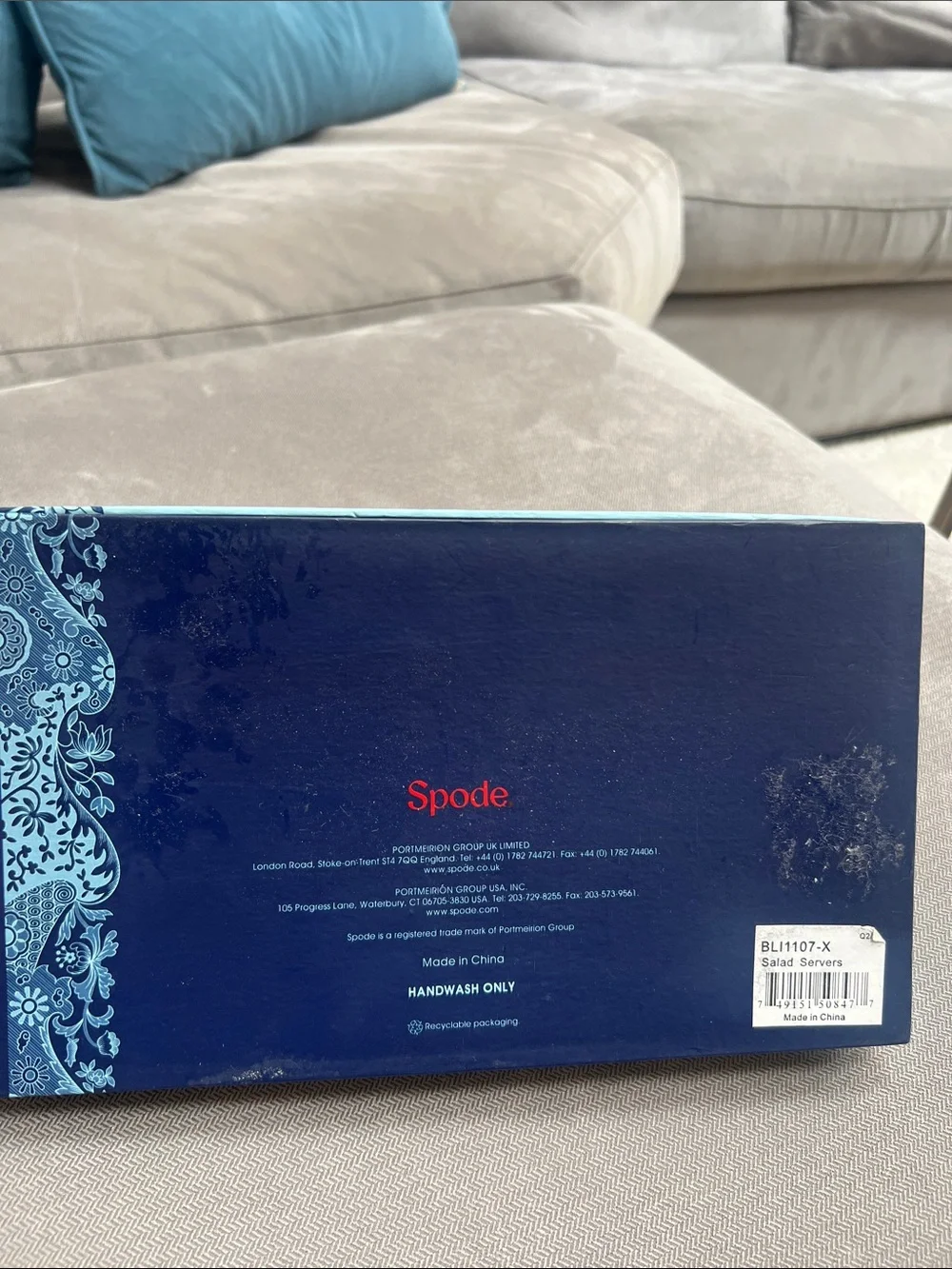 Spode Blue Italian Box - White with Navy Accent